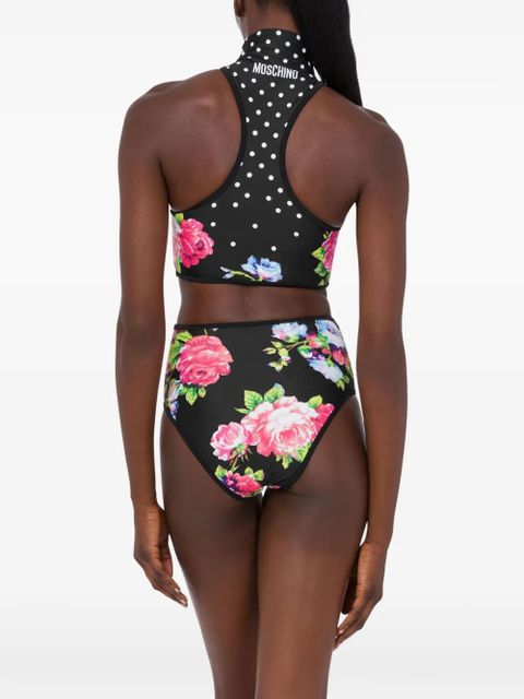 Moschino floral-pattern zip-up bikini - Black