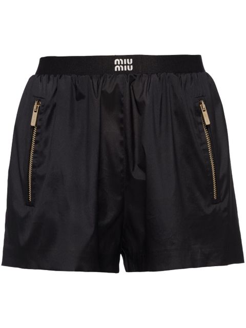 Miu Miu logo waistband track shorts - Black