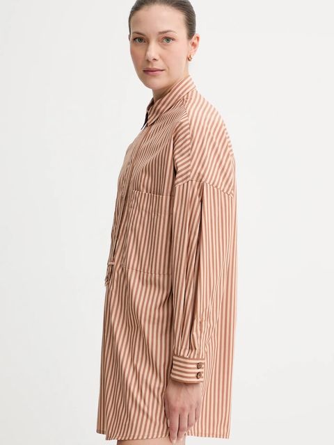 Sessun sukienka bawełniana kolor brązowy mini prosta 25105013