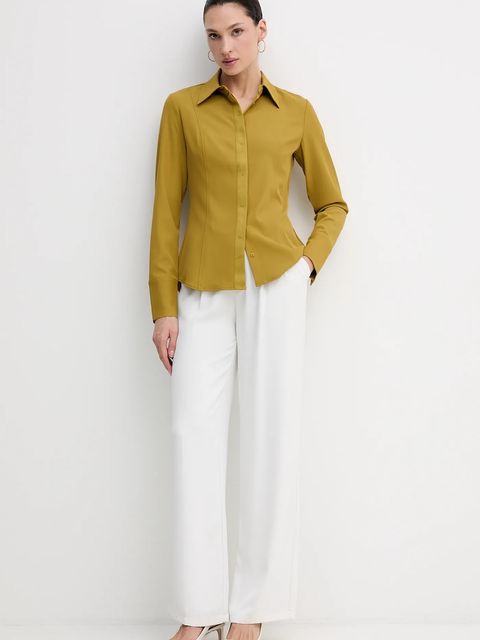 Sisley koszula damska kolor zielony regular z kołnierzykiem klasycznym 5SLFLQ0A0 - zdjęcie produktu nr 2