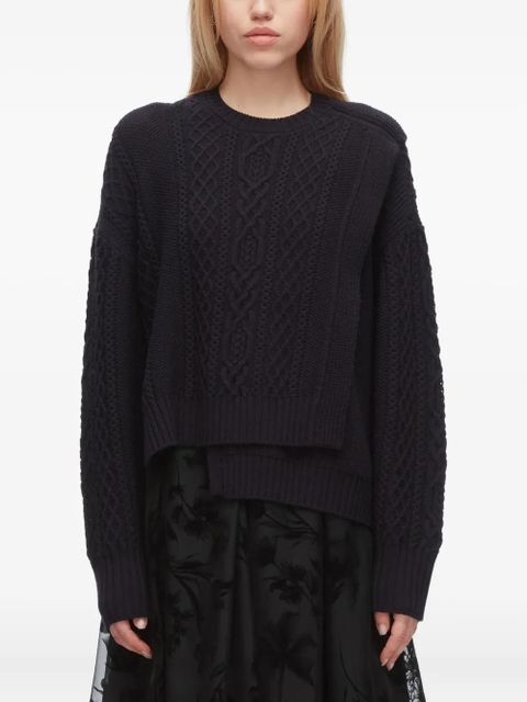 3.1 Phillip Lim cable-knit panelled sweater - Black - zdjęcie produktu nr 2