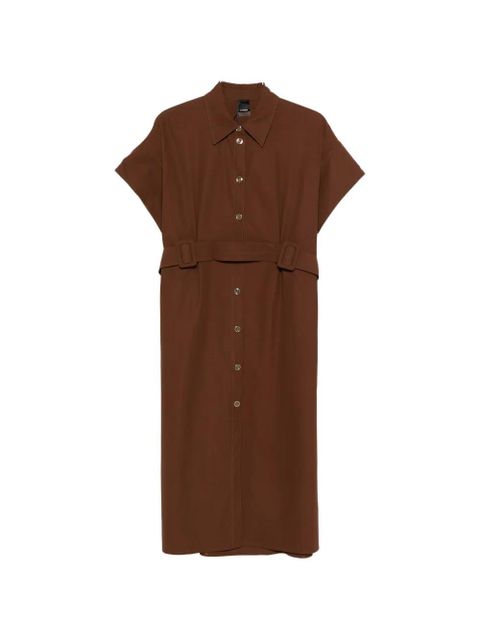 PINKO belted buttoned midi shirt dress - Brown - zdjęcie produktu nr 1