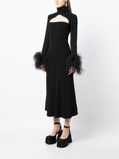 16Arlington Odessa feather-trim midi dress - Black