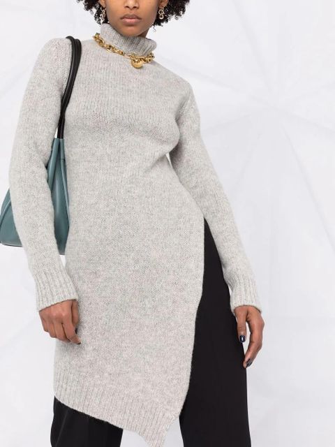 Jil Sander asymmetric roll-neck jumper - Grey