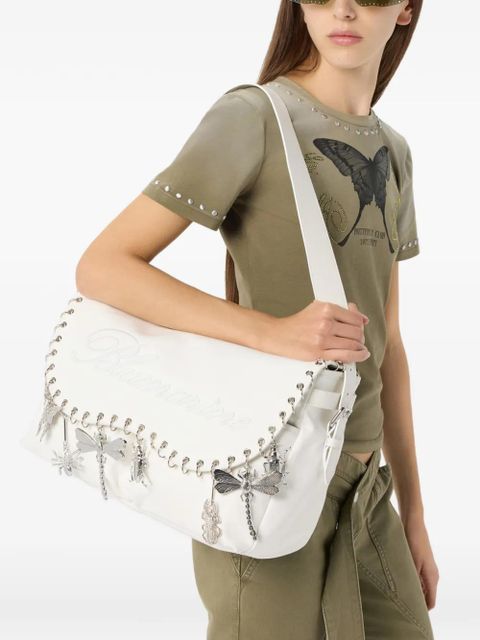 Blumarine embroidery insect-charm shoulder bag - White - zdjęcie produktu nr 2