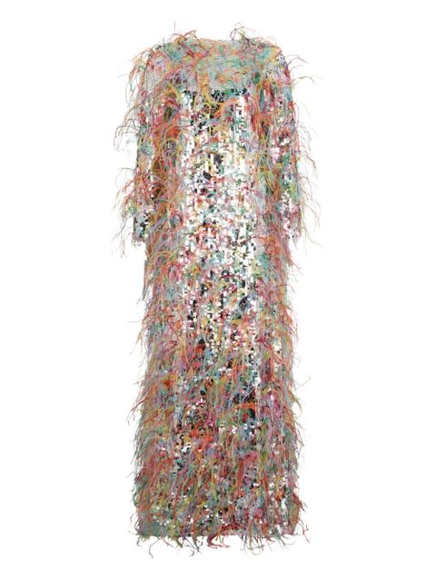 Valentino Garavani sequin feather midi dress - Silver - zdjęcie produktu nr 1