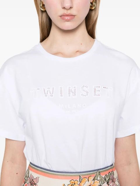 TWINSET logo-embroidered T-shirt - White