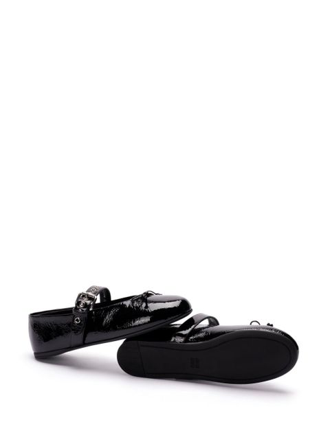 Miu Miu leather ballerina shoes - Black