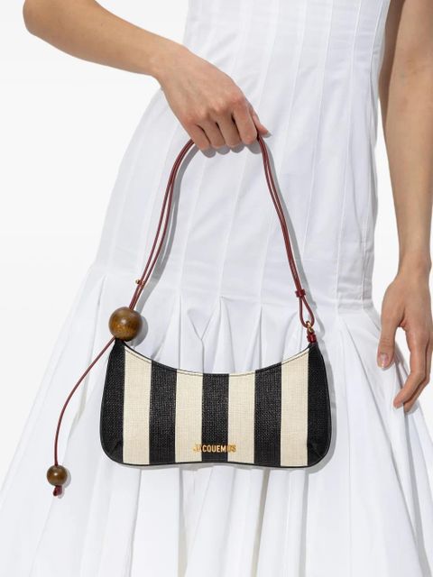 Jacquemus The Bisou Perle striped shoulder bag - Black