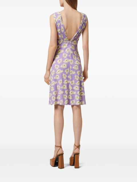 Versace Poppies V-neck midi dress - Purple