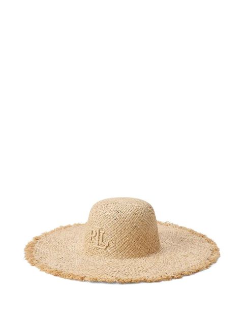 Lauren Ralph Lauren frayed-brim logo-embroidered sun hat - Neutrals