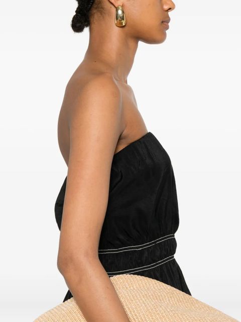 Nanushka smocked-detail bandeau top - Black