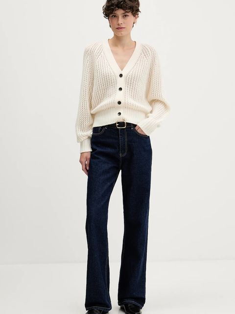 Sisley kardigan z dodatkiem wełny damski kolor beżowy 1WBZL602U