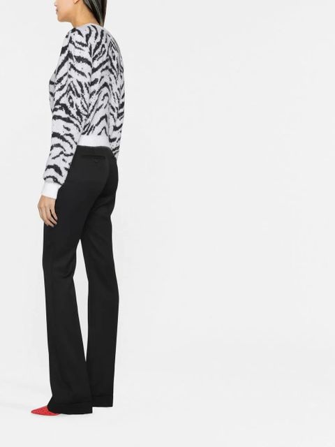 Alessandra Rich zebra intarsia knitted sweater - White