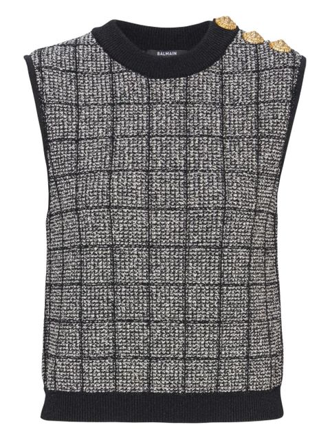 Balmain side-button tweed top - Grey - zdjęcie produktu nr 1