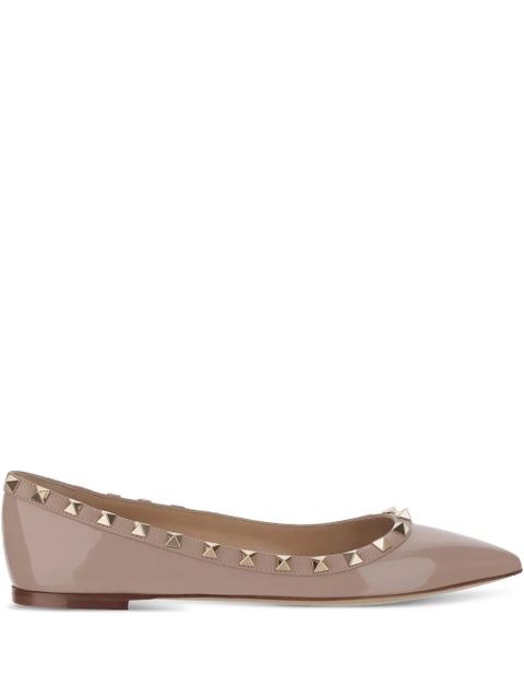Valentino Garavani Rockstud patent leather ballet flats - Pink - zdjęcie produktu nr 1