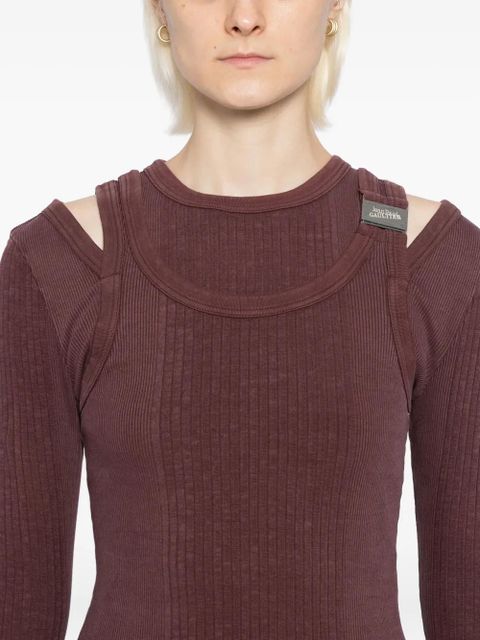 Jean Paul Gaultier logo-patched knit top - Red