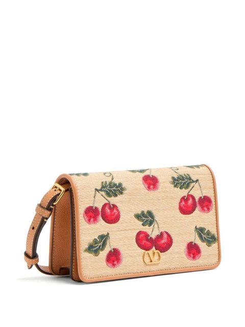 Valentino Garavani mini VLogo Signature Cherryfic-print shoulder bag - Neutrals