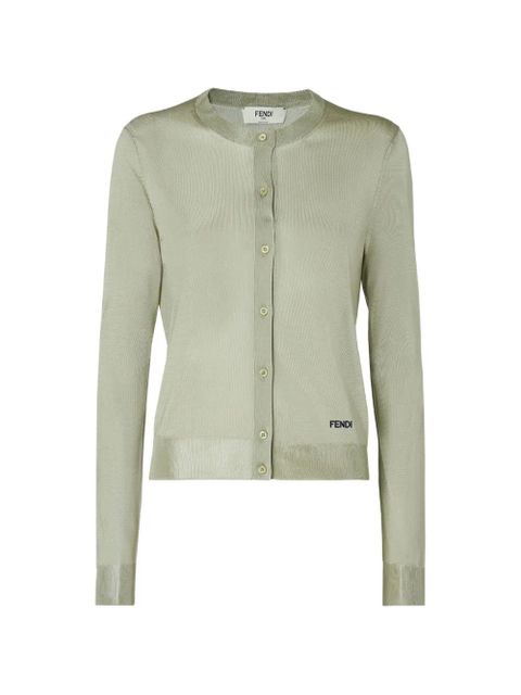 FENDI logo-embroidery cardigan - Green - zdjęcie produktu nr 1