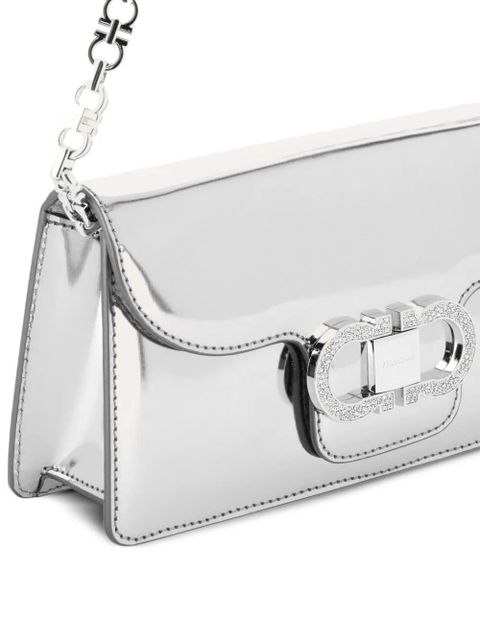 Ferragamo mini crystal-embellished clutch bag - Silver