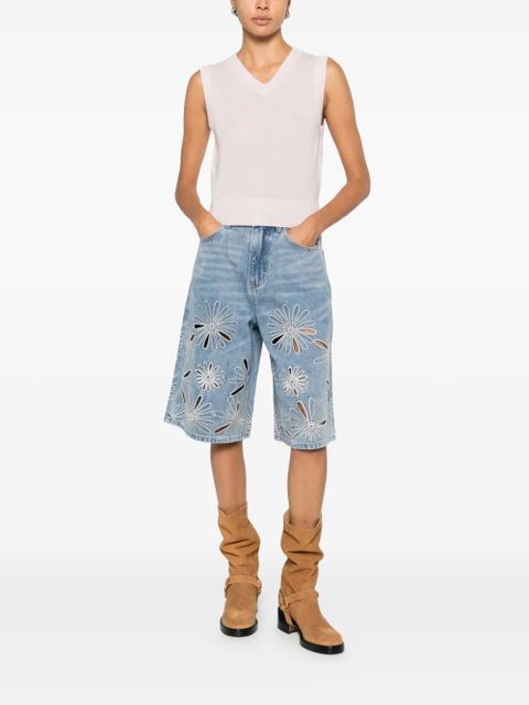 SANDRO floral-embroidered shorts - Blue - zdjęcie produktu nr 2