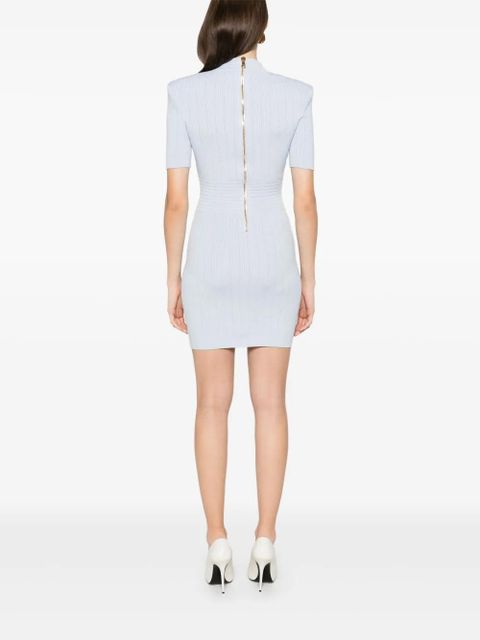 Balmain button-detail knitted mini dress - Blue