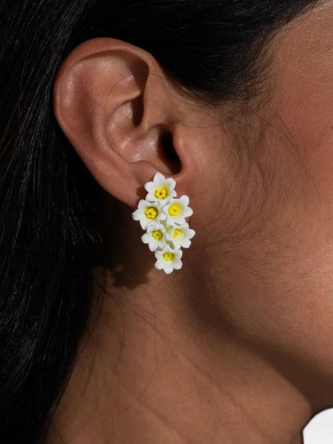 Jennifer Behr Val floral-motif earrings - White - zdjęcie produktu nr 2