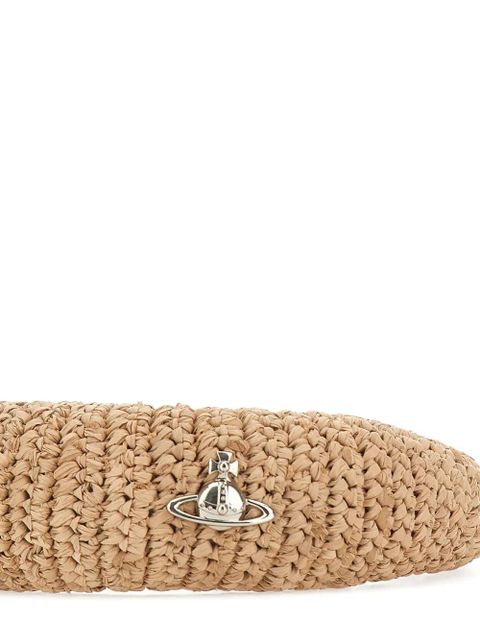 Vivienne Westwood Orb-plaque woven raffia headband - Neutrals