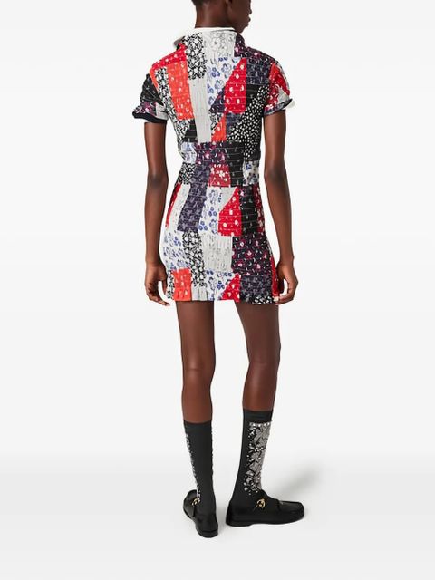 Miu Miu patchwork poplin mini-dress - Blue - zdjęcie produktu nr 2