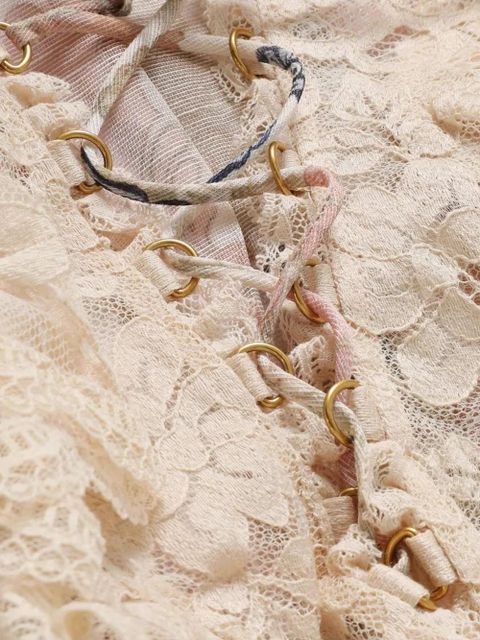 ZIMMERMANN Rebellion floral-print lace-up blouse - Neutrals