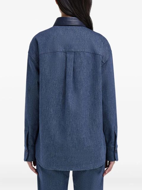 Ferragamo leather-trim denim shirt - Blue