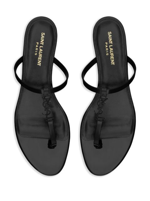 Saint Laurent Cassandra leather slides - Black
