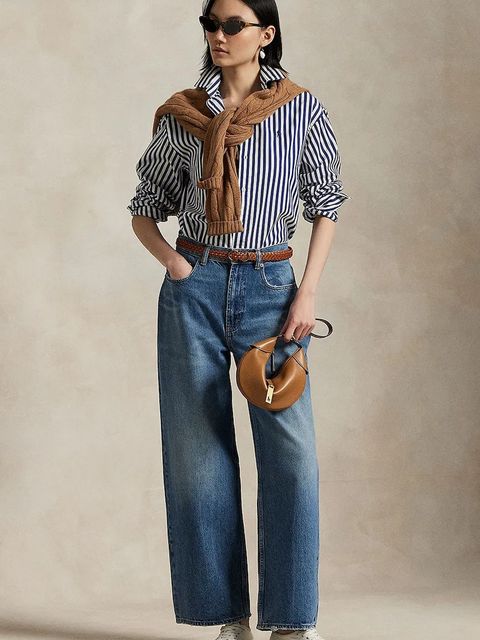 Polo Ralph Lauren koszula bawełniana damska kolor niebieski relaxed z kołnierzykiem klasycznym 211910743