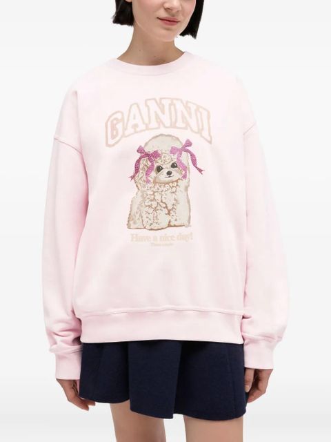 GANNI graphic-print sweatshirt - Pink