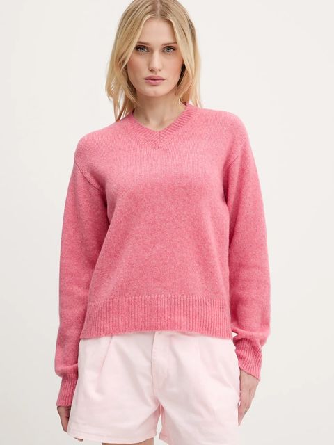 HUGO sweter wełniany damski kolor różowy 50545092 - zdjęcie produktu nr 2