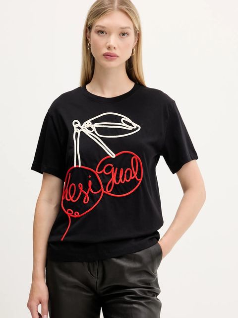 Desigual t-shirt bawełniany BERLIN damski kolor czarny 25WWTK51 - zdjęcie produktu nr 1