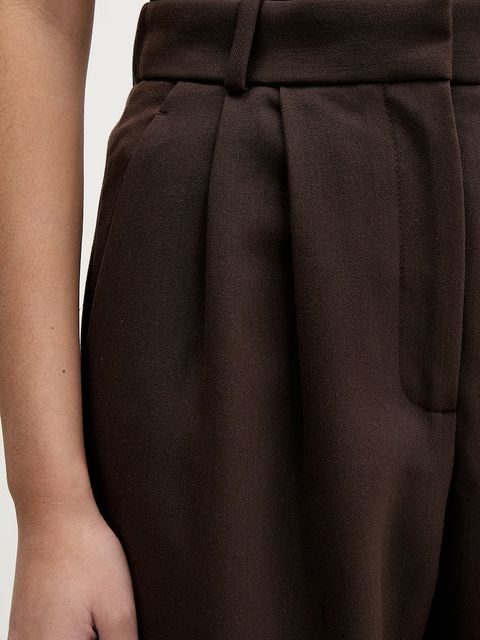 Abercrombie & Fitch spodnie damskie kolor brązowy szerokie high waist KI156-5502-480