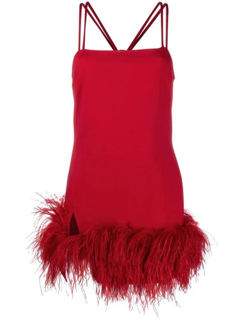 The Attico Fujiko feather-trim minidress - Red - zdjęcie produktu nr 1