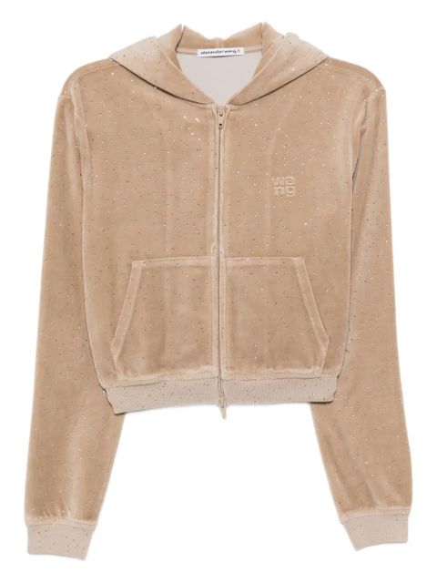 Alexander Wang crystal-embellished zipped hoodie - Neutrals - zdjęcie produktu nr 1