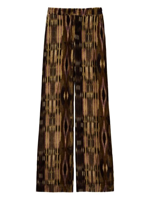 Ba&Sh Velvo printed velvet palazzo pants - Brown - zdjęcie produktu nr 1