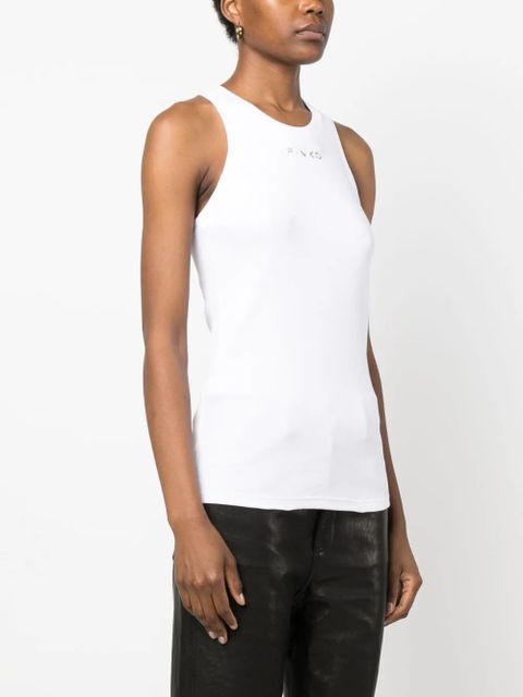PINKO logo-print ribbed tank top - White