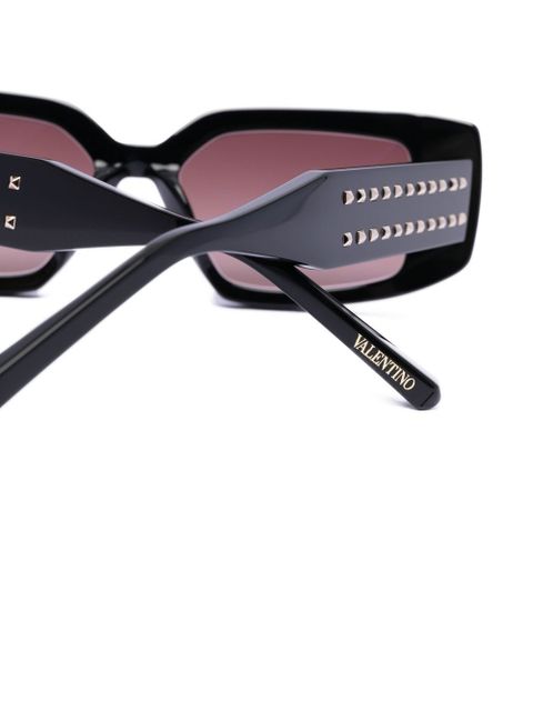 VALENTINO GARAVANI EYEWEAR Rockstud rectangle-frame sunglasses - Black