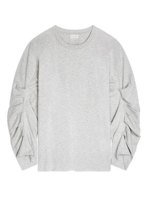 DRIES VAN NOTEN pleated long-sleeves T-shirt - Grey - zdjęcie produktu nr 1