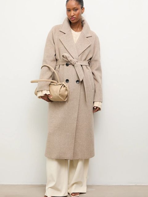 Answear Lab płaszcz wełniany kolor brązowy przejściowy dwurzędowy - zdjęcie produktu nr 2