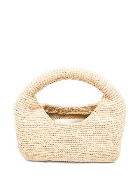 Manebi Halfmoon raffia tote bag - Neutrals