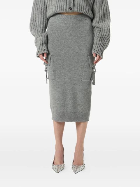Blumarine cargo-pockets wool midi skirt - Grey