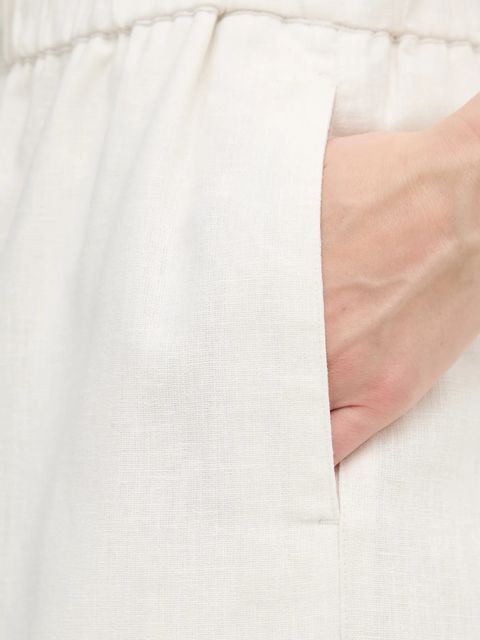 Calvin Klein spodnie lniane damskie kolor beżowy szerokie high waist LV044B676G