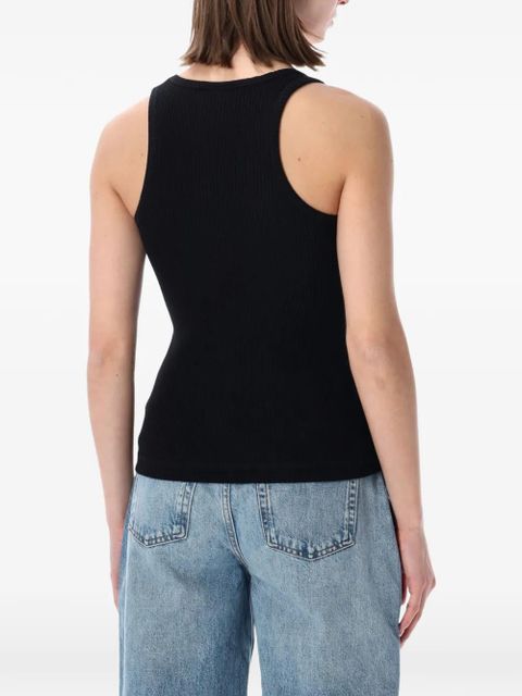 GANNI ribbed-knit logo-embroidered tank top - Black - zdjęcie produktu nr 2