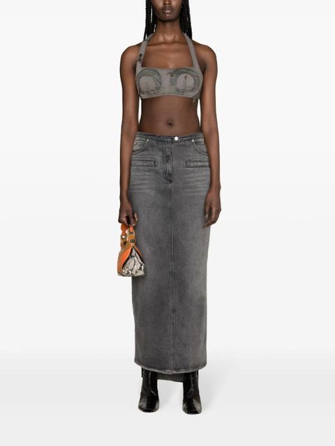 Marine Serre Regenerated camouflage-print bustier top - Grey - zdjęcie produktu nr 2