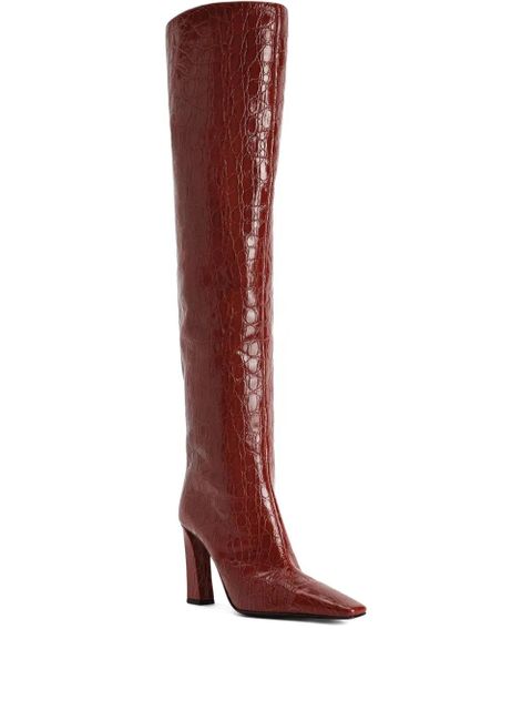 Giuseppe Zanotti 90mm crocodile-embossed knee-high boots - Red - zdjęcie produktu nr 1